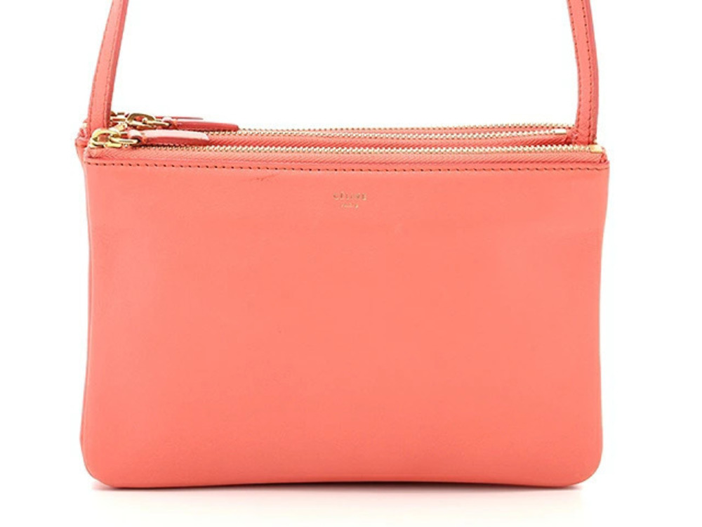 Celine Trio Bag Shoulder Calfskin Salmon Pink